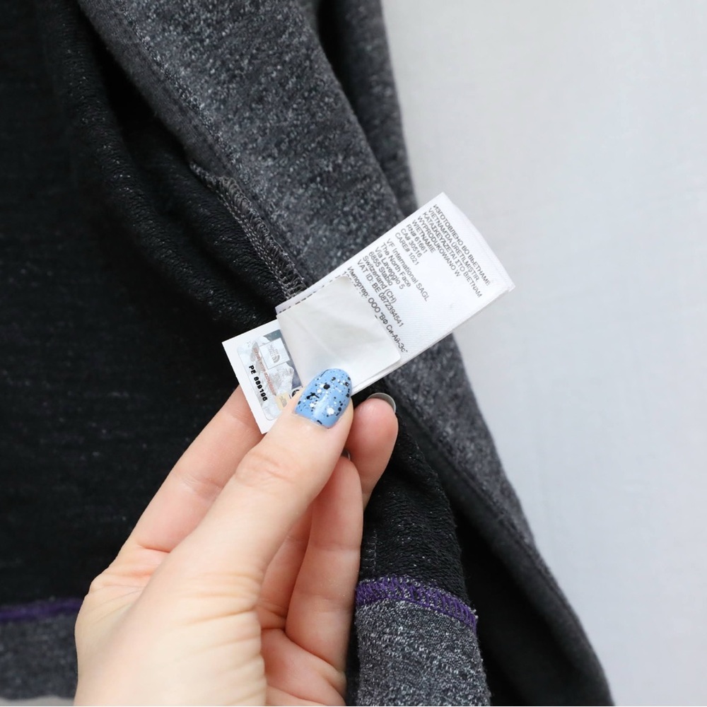 The North Face Spell Out Hooded Open Front Cardigan Sweater Gray XL cotton hike - Picture 9 of 11
